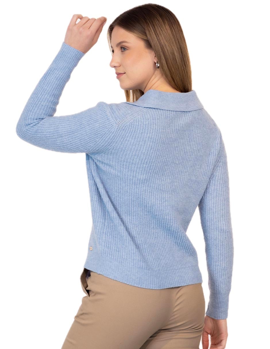 Suéter cuello camisero para mujer 4