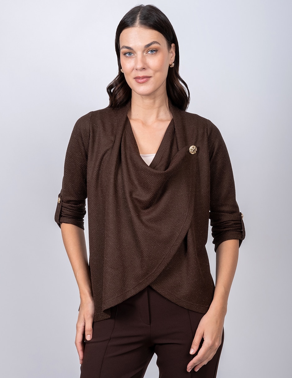 Suéter cuello con botón para mujer
