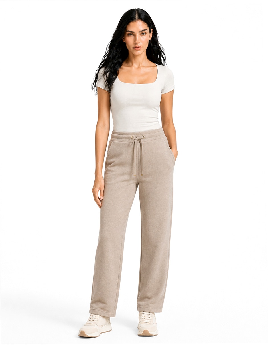 Pants regular con jareta para mujer 2
