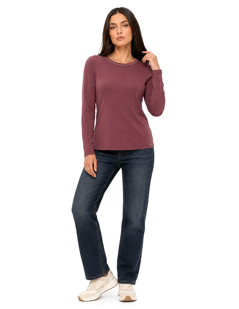 Blusa esenciales manga larga para mujer 2