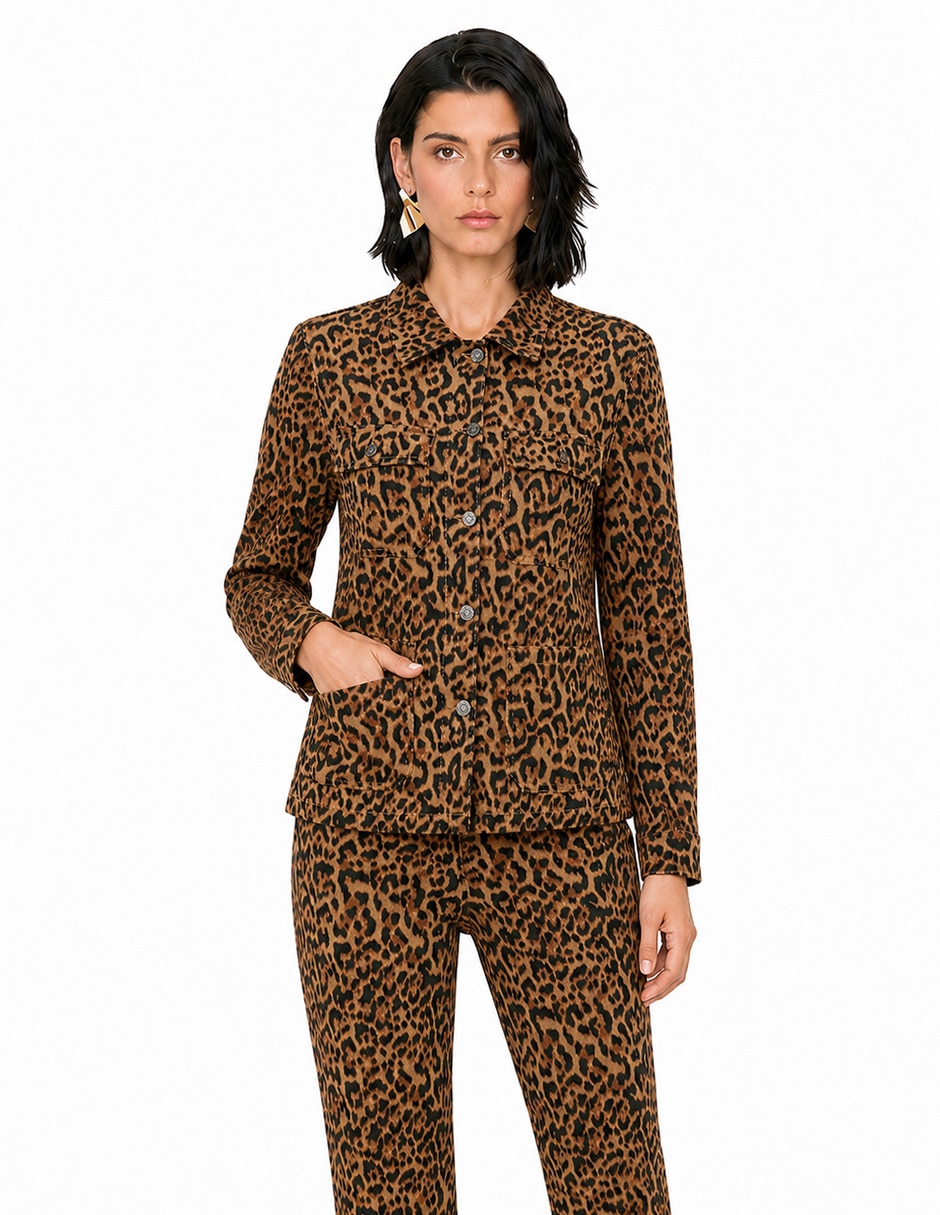 Blusa camisera denim manga larga para mujer