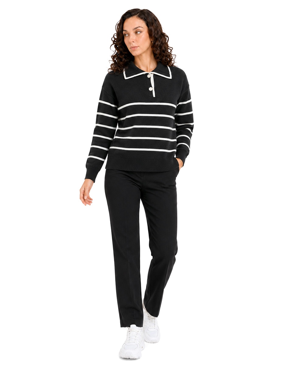 Suéter cuello camisero para mujer 2