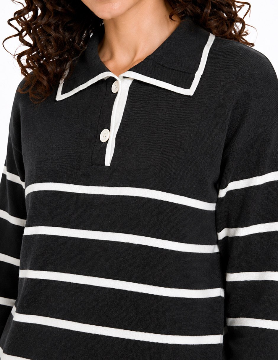 Suéter cuello camisero para mujer 4