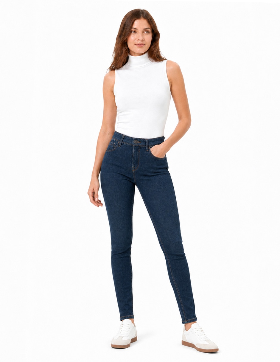 Jeans skinny a la cintura para mujer 5
