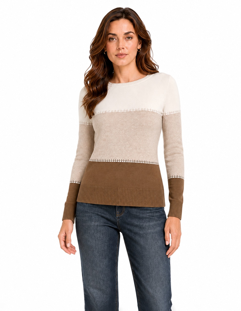 Suéter cuello ojal para mujer Suéter cuello ojal para mujer