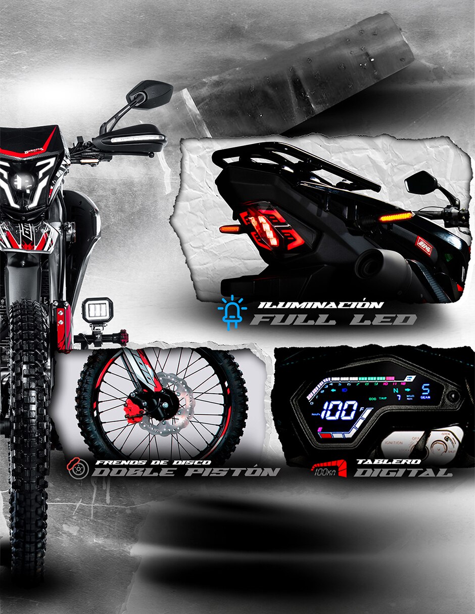 Motocicleta doble propósito Beretta 300 ROJA 2027 6