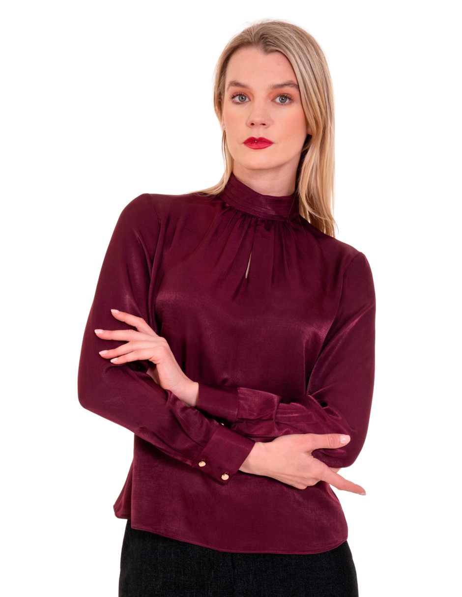 Blusa peplum manga larga para mujer