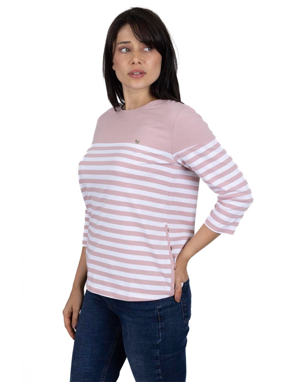 Playera manga 3/4 cuello redondo mujer Playera manga 3/4 cuello redondo mujer