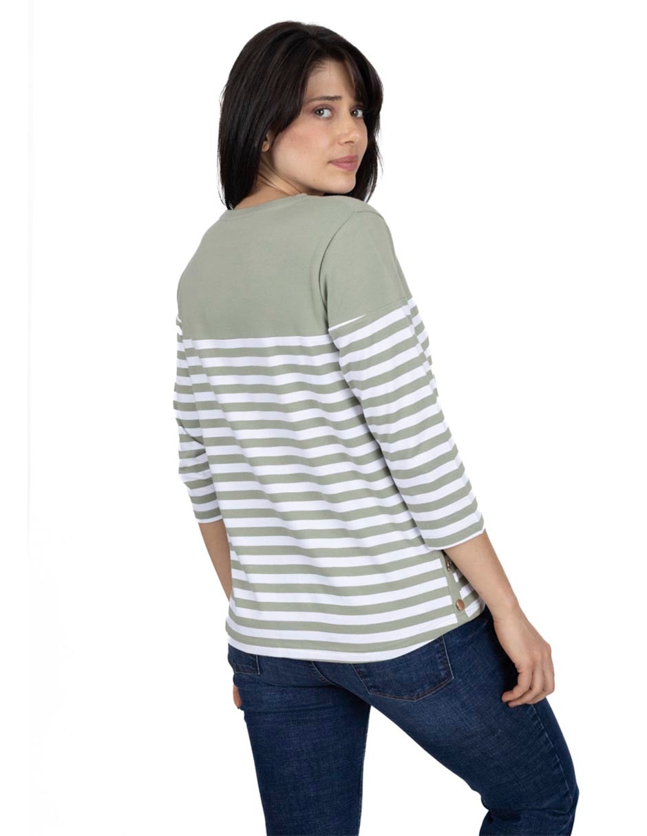 Playera manga 3/4 cuello redondo mujer 4