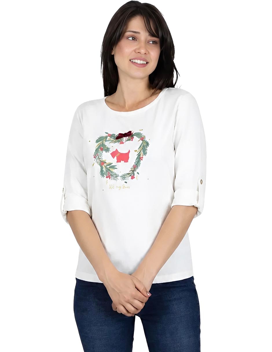 Playera manga 3/4 cuello redondo mujer Playera manga 3/4 cuello redondo mujer