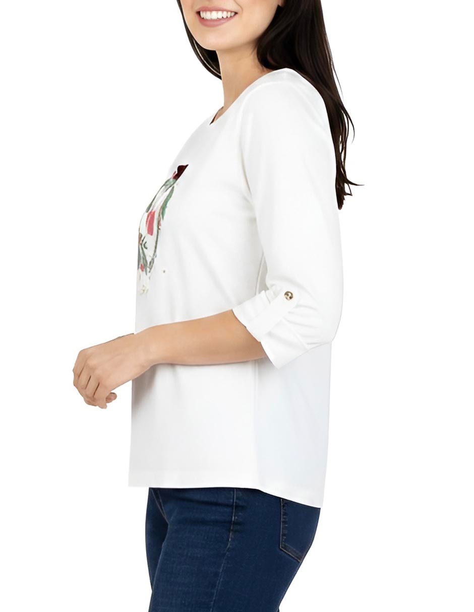 Playera manga 3/4 cuello redondo mujer 3