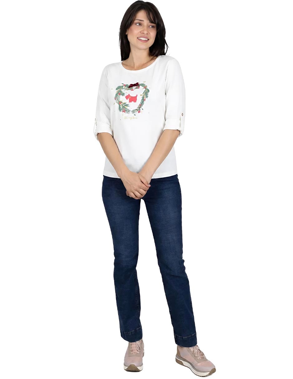 Playera manga 3/4 cuello redondo mujer 4
