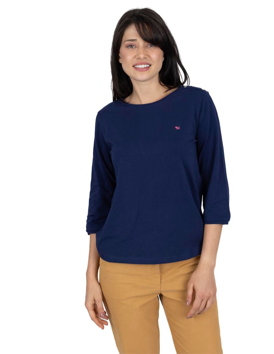 Playera manga 3/4 cuello redondo mujer Playera manga 3/4 cuello redondo mujer