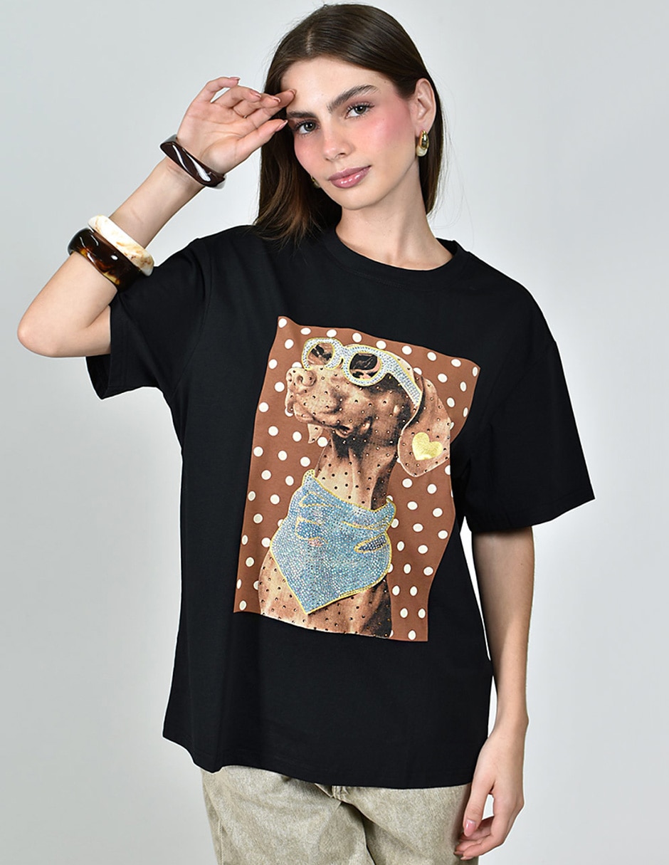 Playera manga corta cuello redondo para mujer 2