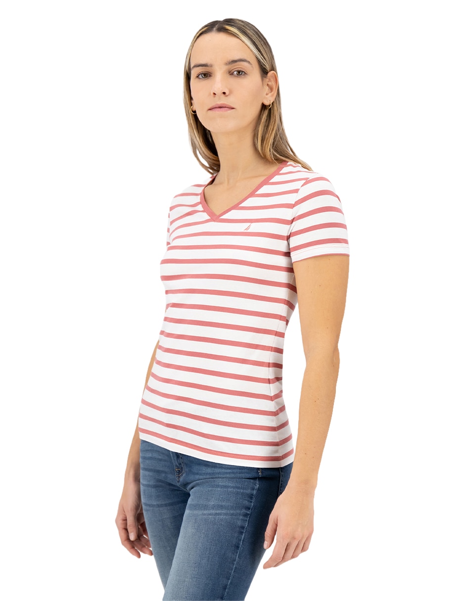 Playera manga corta cuello v para mujer