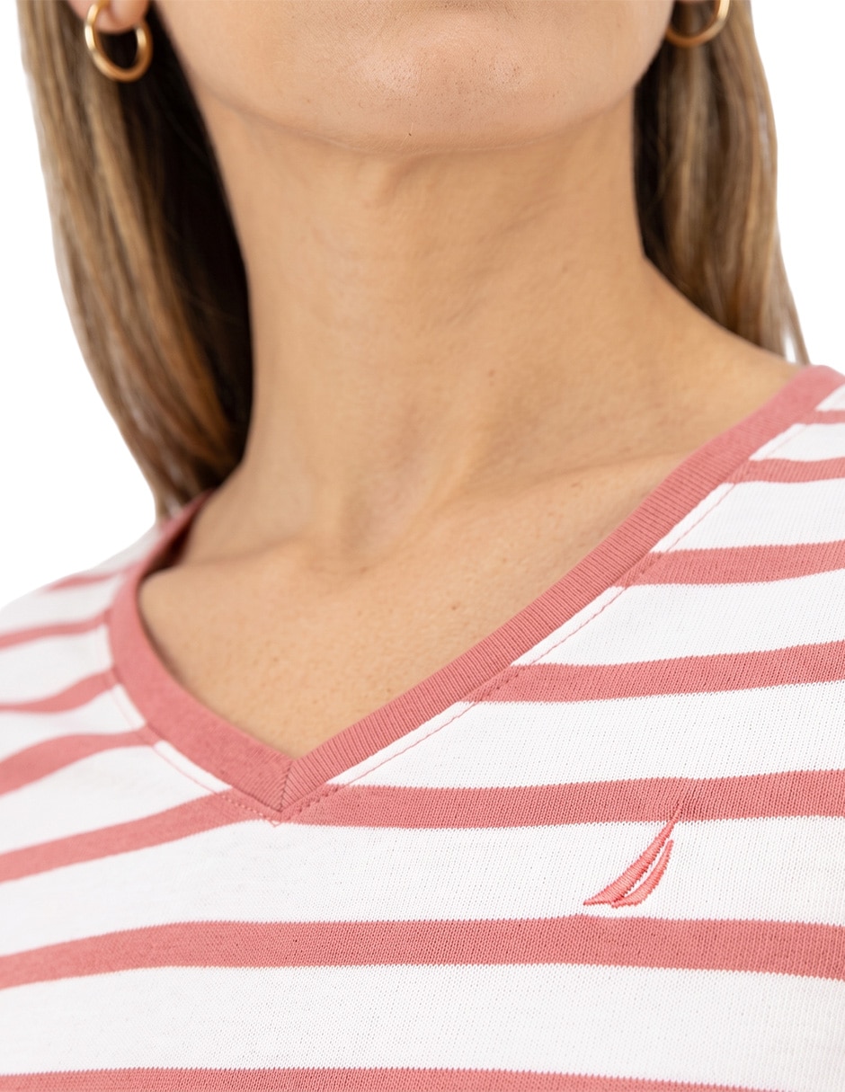 Playera manga corta cuello v para mujer