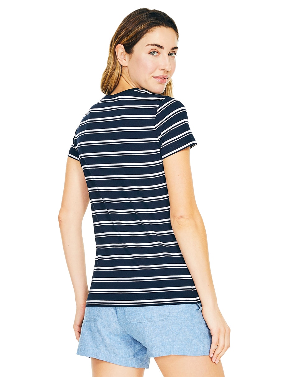 Playera manga corta cuello v para mujer