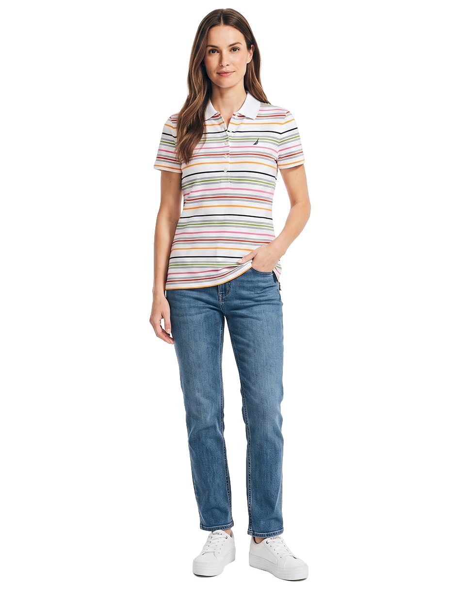 Playera manga corta cuello polo para mujer