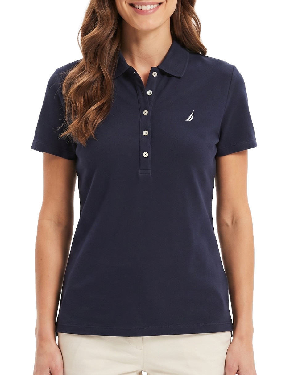 Playera manga corta cuello polo para mujer 4