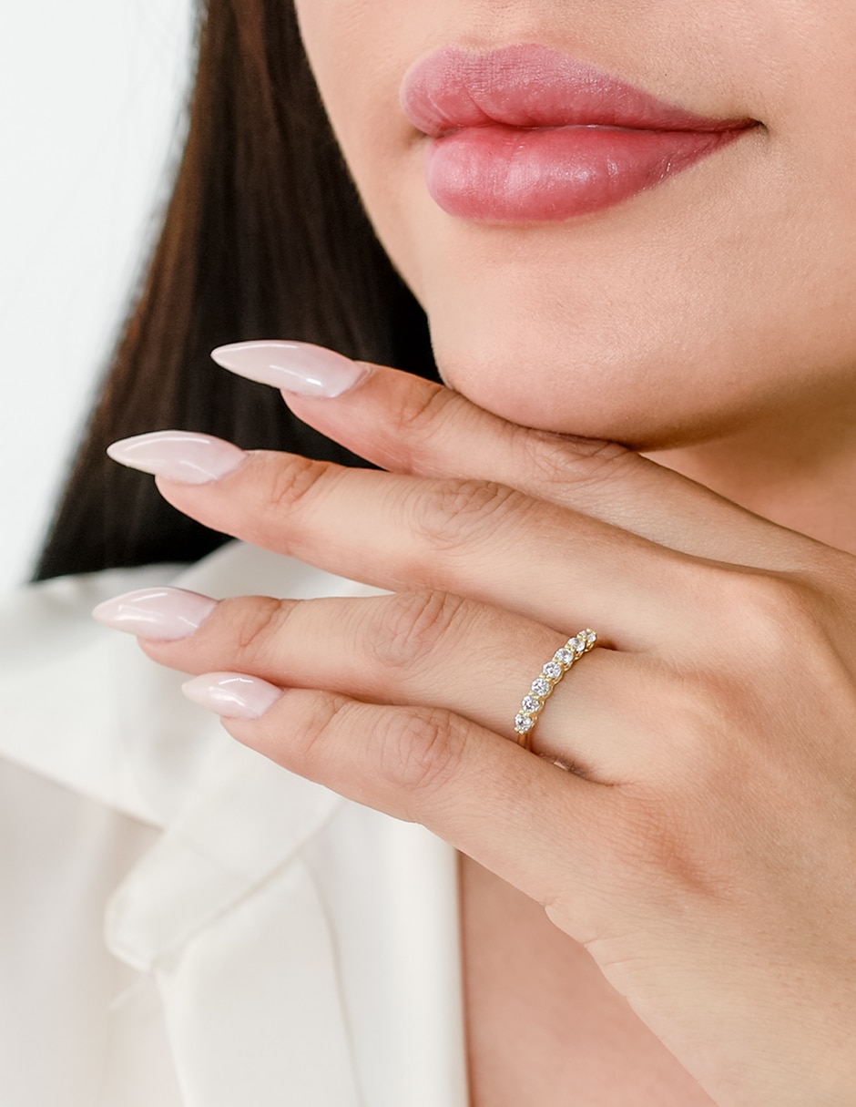 Anillo 14 k de oro zirconia brillante 5