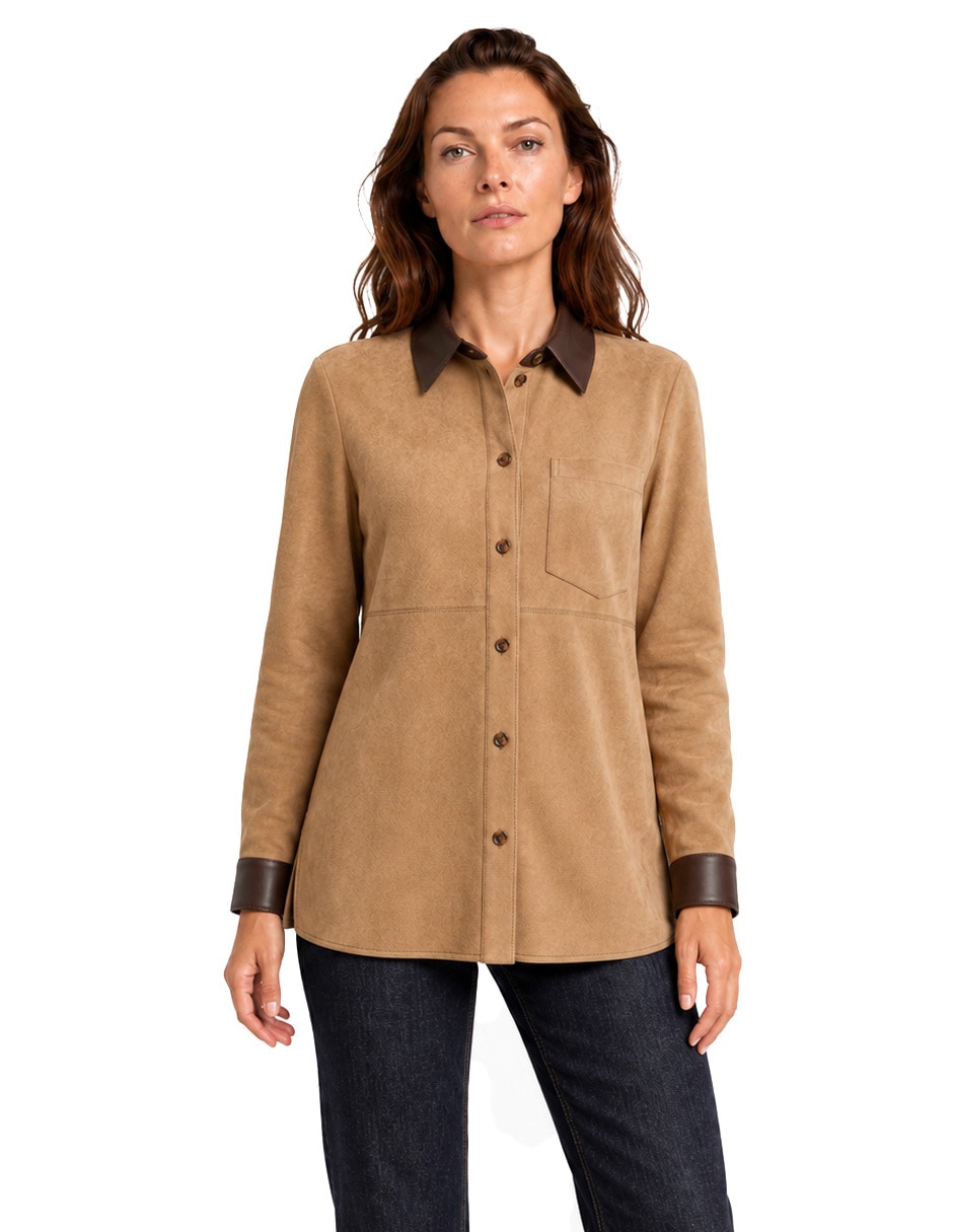 Blusa camisera manga larga para mujer