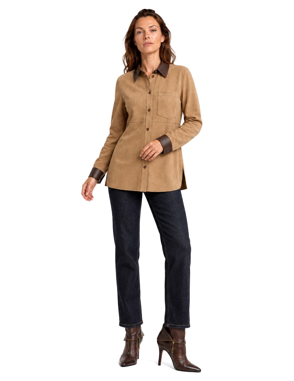 Blusa camisera manga larga para mujer 6