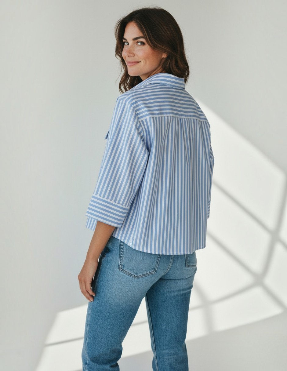 Blusa camisera marsel manga 3/4 para mujer 4