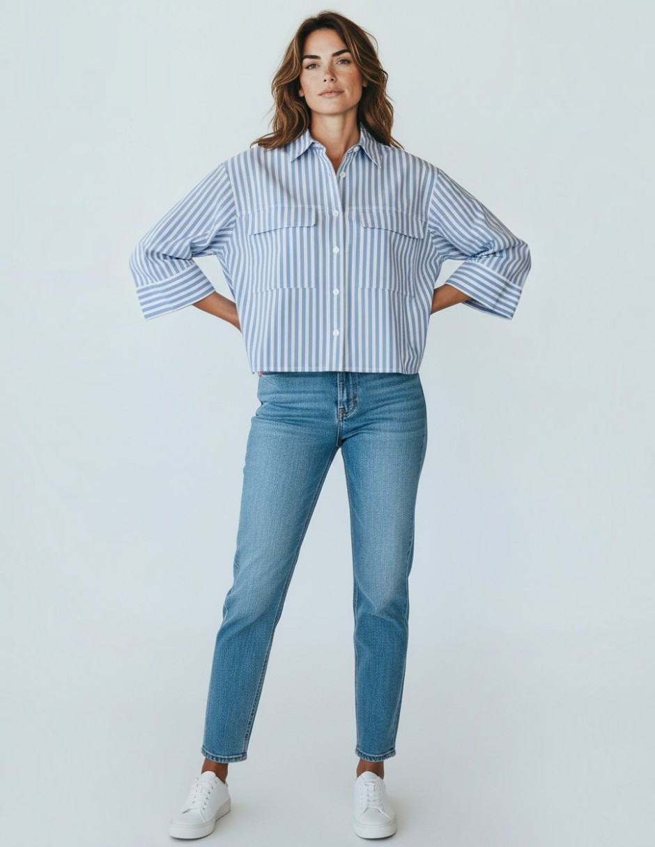 Blusa camisera marsel manga 3/4 para mujer 2