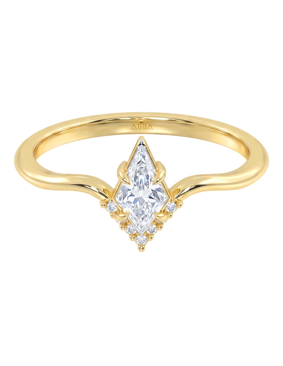 Anillo 14 k de oro zirconia brillante