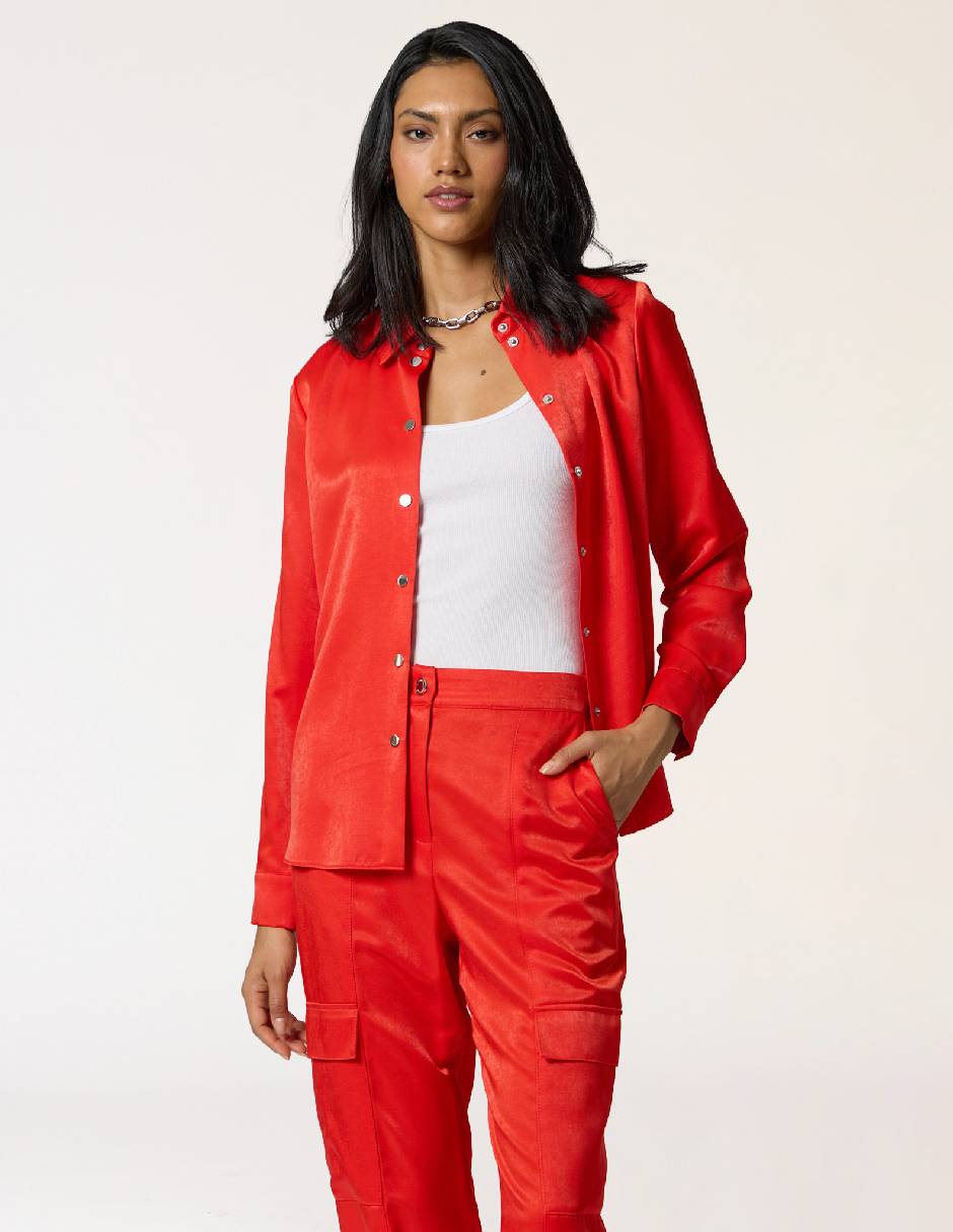 Blusa camisera manga Larga para mujer
