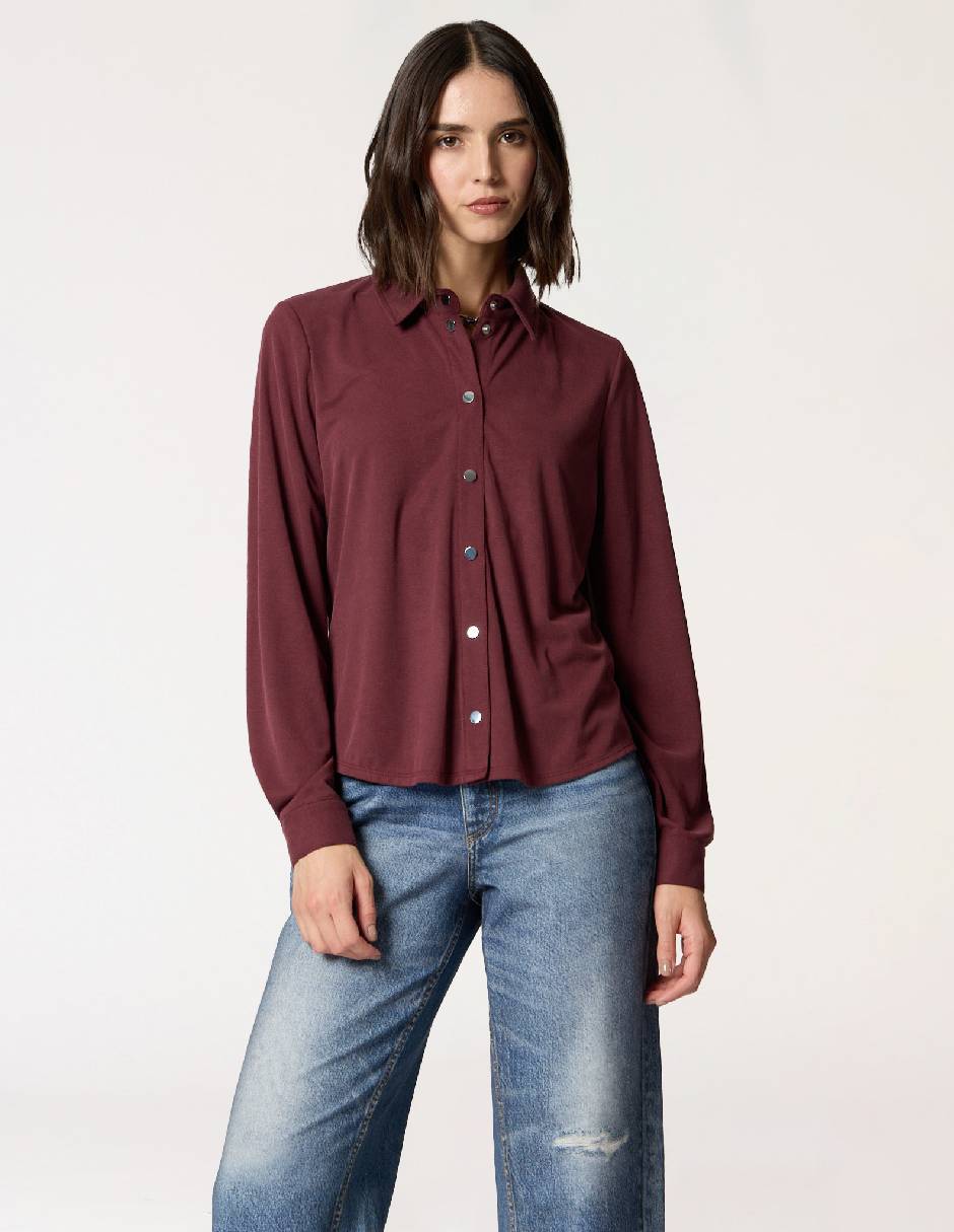 Blusa camisera manga Larga para mujer