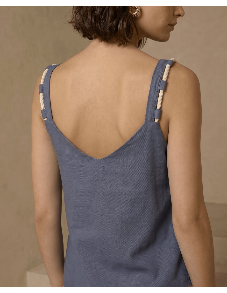 Top cuello (si aplica) V escote (si aplica) V tirante (si aplica) Sin tirantes