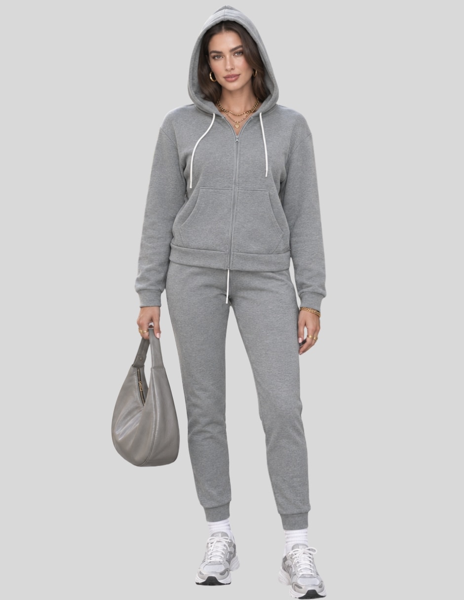 Conjunto Casual Conjunto Mujer 2 Piezas Sudadera con Capucha y Pantalón Jogger Casual Deportivo Cómodo y Térmico de Poliéster para No aplica Mujer 1