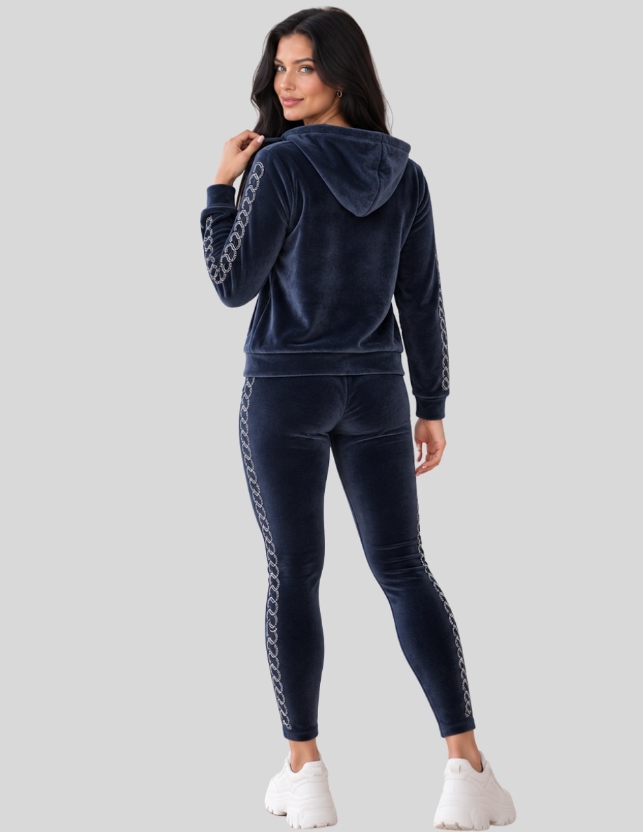 Conjunto Casual Conjunto Mujer 2 Piezas Terciopelo con Pedrería Brillante Sudadera con Capucha + Pantalón Legging de Poliéster para No aplica Mujer 5