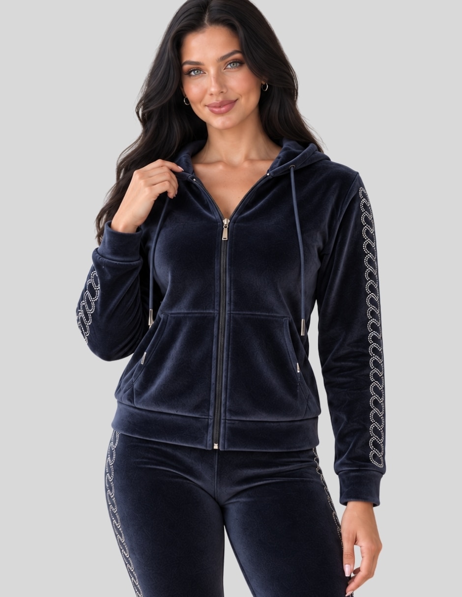 Conjunto Casual Conjunto Mujer 2 Piezas Terciopelo con Pedrería Brillante Sudadera con Capucha + Pantalón Legging de Poliéster para No aplica Mujer 6