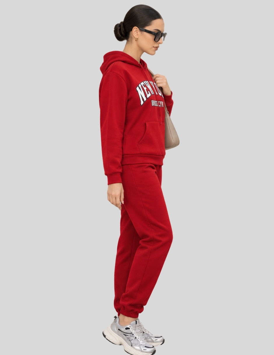 Conjunto Casual Conjunto Mujer Pants y Sudadera Jogger Afelpado Invierno Estampado NEW YORK BROOKLYN Ropa Comoda Out de Poliéster para No aplica Mujer 3