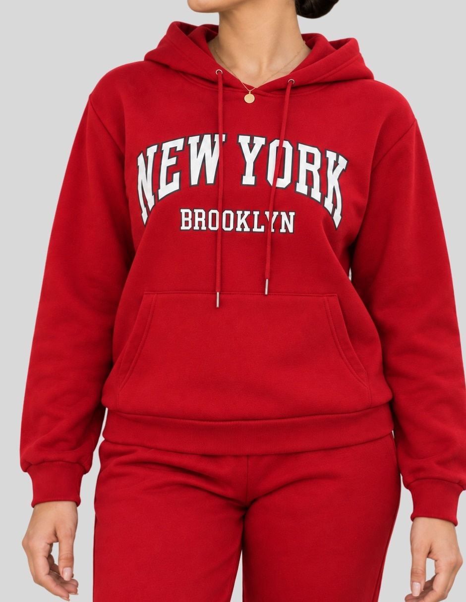 Conjunto Casual Conjunto Mujer Pants y Sudadera Jogger Afelpado Invierno Estampado NEW YORK BROOKLYN Ropa Comoda Out de Poliéster para No aplica Mujer 5