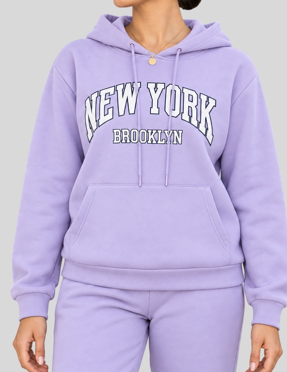 Conjunto Casual Conjunto Mujer Pants y Sudadera Jogger Afelpado Invierno Estampado NEW YORK BROOKLYN Ropa Comoda Out de Poliéster para No aplica Mujer 7