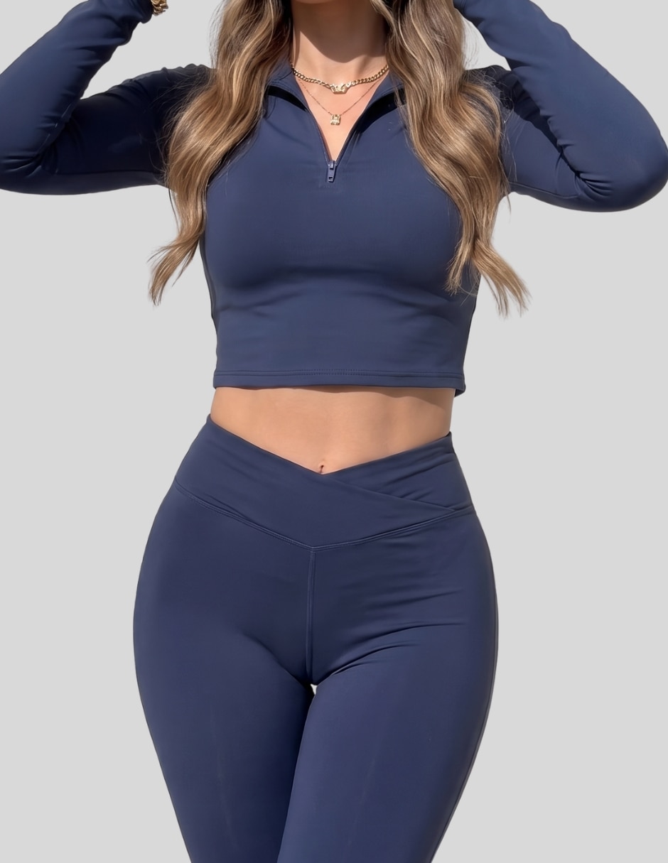 Conjunto Deportivo Conjunto Mujer 2 Piezas Estilo Deportivo Elegante con Top de Cierre y Pantalón Largo de Poliéster para No aplica Mujer 5