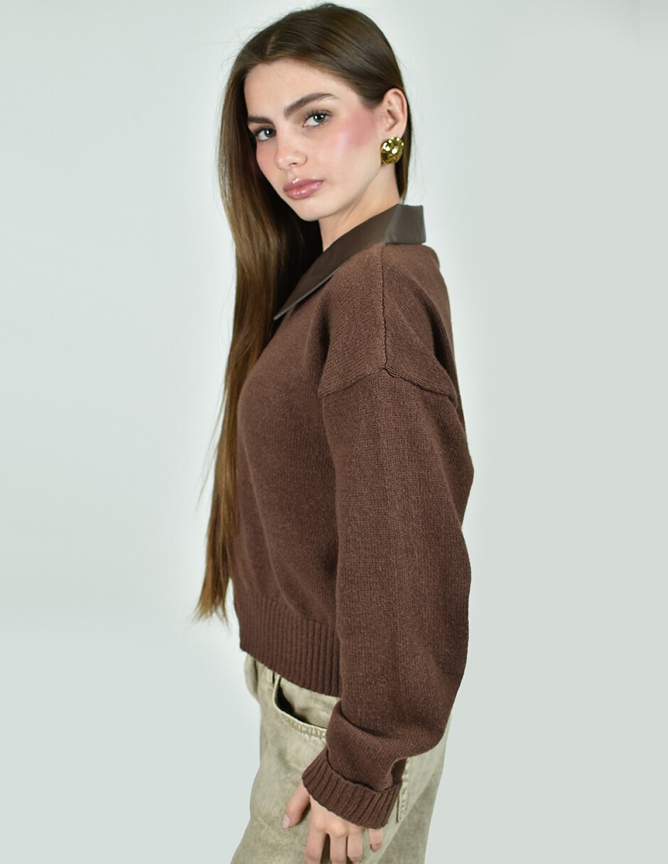 Suéter cuello camisero para mujer 2