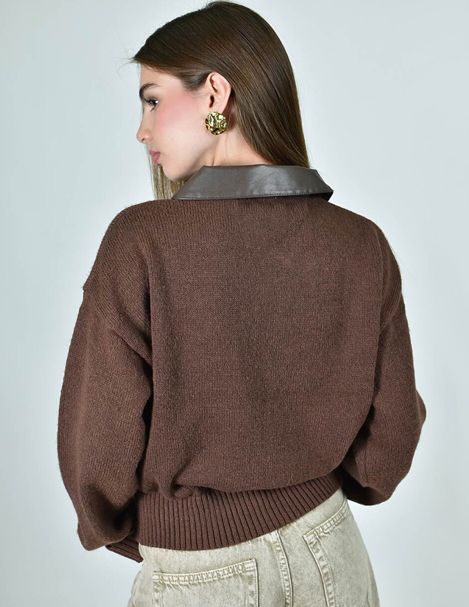 Suéter cuello camisero para mujer 3