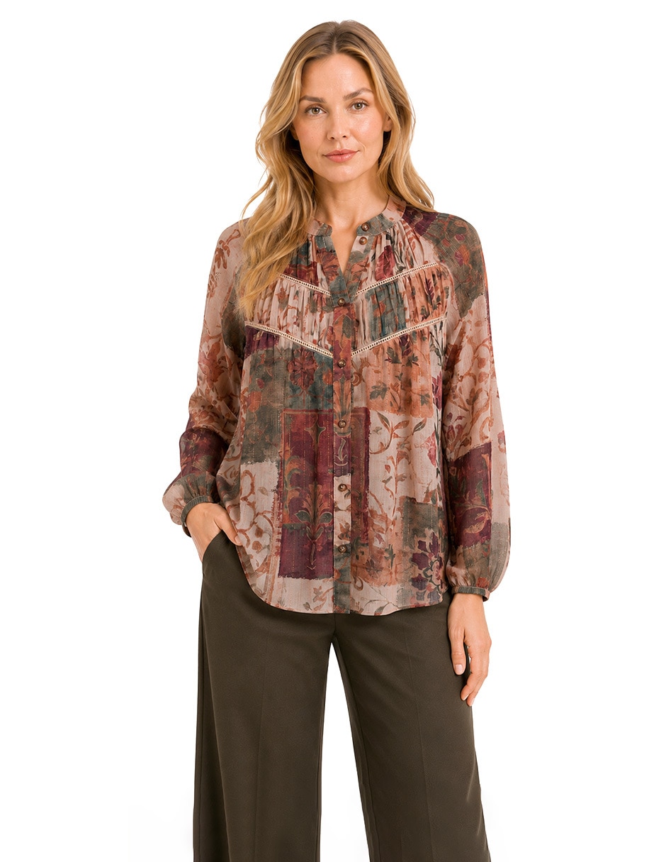 Blusa manga larga para mujer