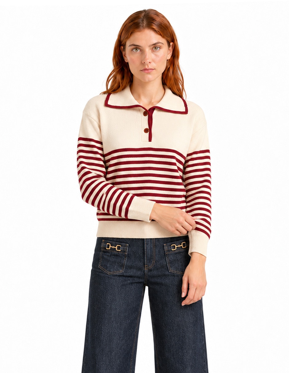 Suéter cuello polo para mujer Suéter cuello polo para mujer