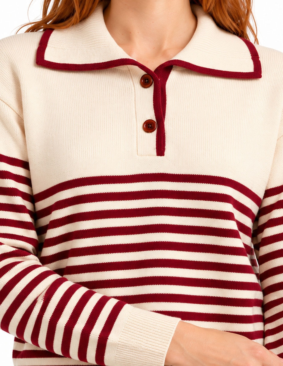 Suéter cuello polo para mujer 3