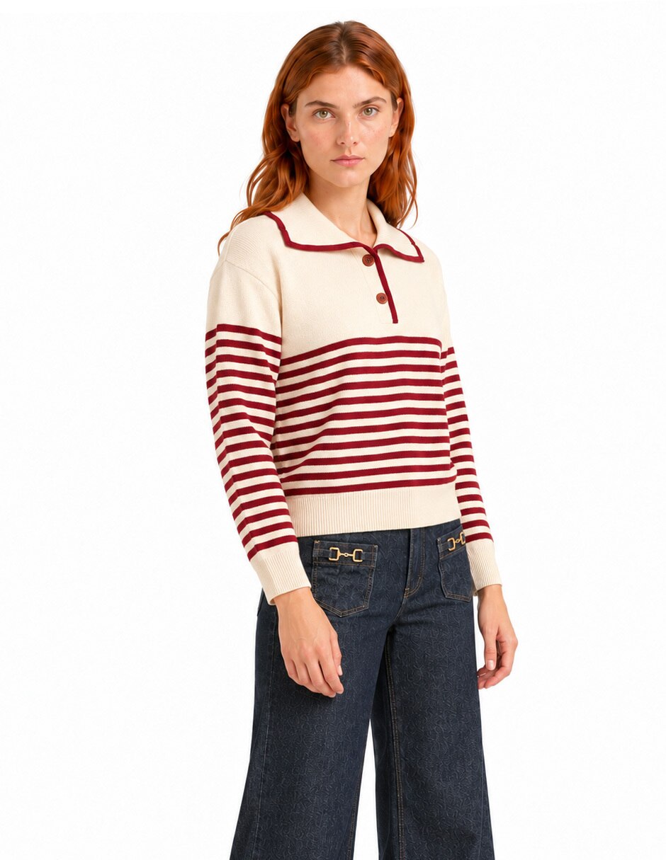 Suéter cuello polo para mujer 4