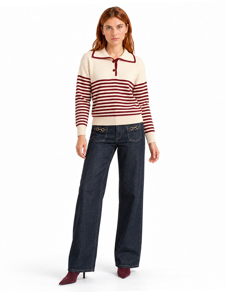 Suéter cuello polo para mujer 6