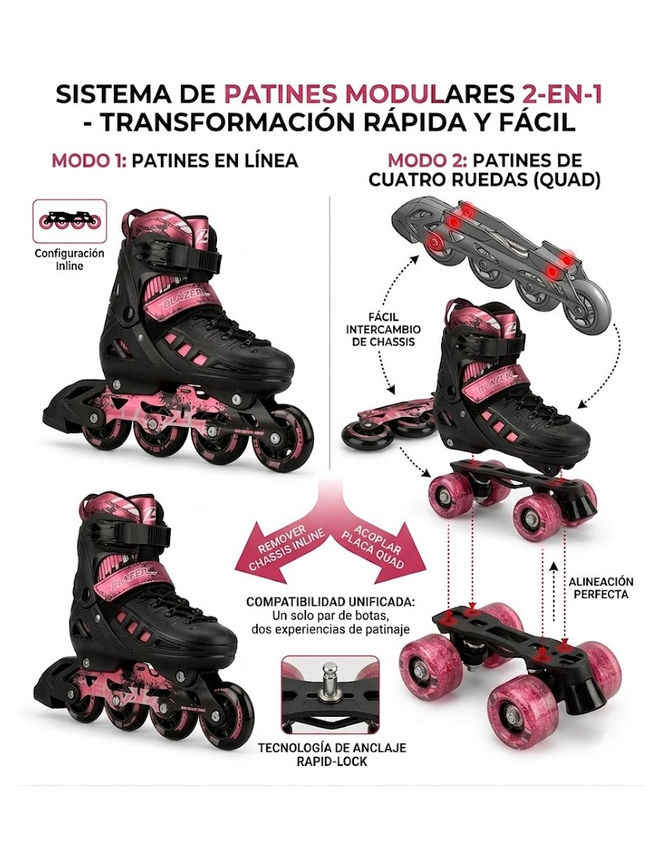 Patines 2 en 1 Ajustables 2 en 1 No aplica para (si aplica) Unisex 6