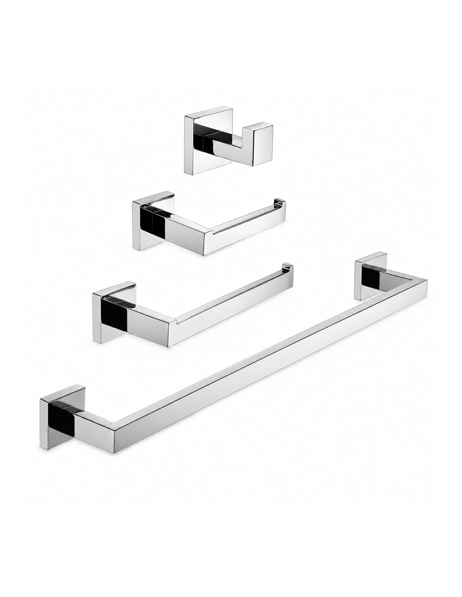 Juego de accesorios para baño de cromo 4 piezas