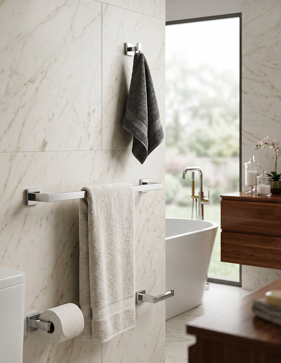 Juego de accesorios para baño Maxims de cromo 4 piezas
